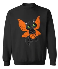 Fairy Cat Pumpkin Black Sweatshirt