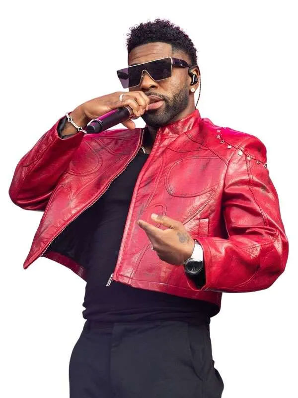Buy Jason Derulo Roundhay Festival 2026 Red Leather Jacket