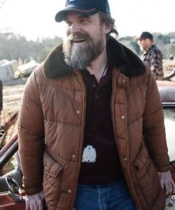 Shop Jim Hopper Stranger Things Brown Shearling Jacket