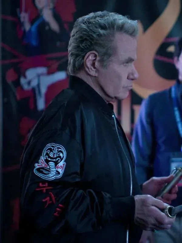 Buy Martin Kove Cobra Kai S06 John Kreese Black Bomber Jacket