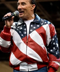 Lee Greenwood USA Flag Leather Jacket