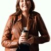 Shop Off Campus 2026 Hannah Wells Brown Leather Jacket