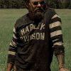 Shop On The Roam Jason Momoa Striped Sleeve Sweatshirt
