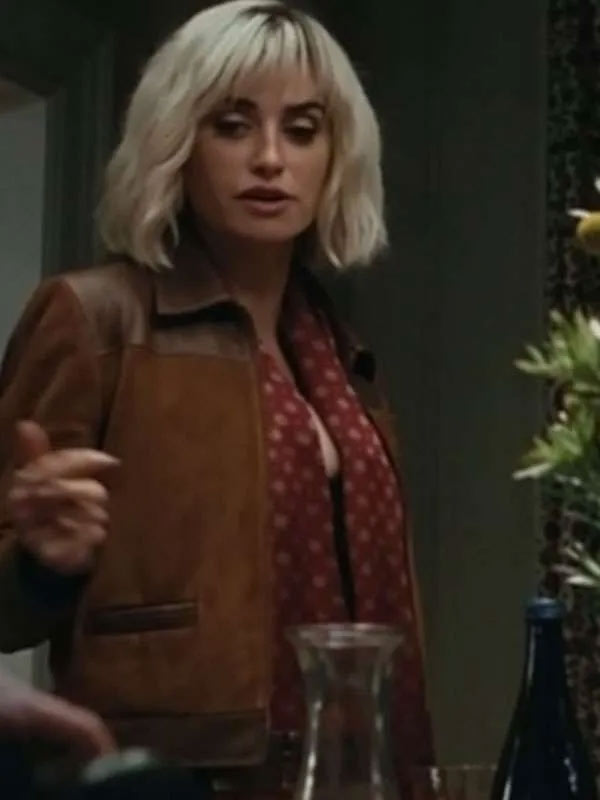 Buy Penélope Cruz The Invite 2026 Piña Penélope Cruz Brown Suede Leather Jacket