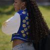 Shop Power Book II Ghost Effie Blue and White Varsity Jacket