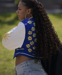 Shop Power Book II Ghost Effie Blue and White Varsity Jacket