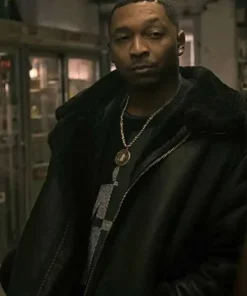 Shop Power Book III Malcolm M. Mays Shearling Leather Jacket