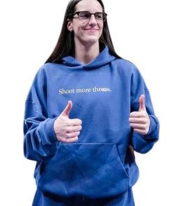 Shop American Basketball Player Caitlin Clark Shoot More Threes Blue Hoodie