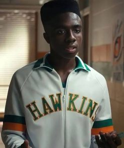 Buy Stranger Things S04 Lucas Sinclair White Bomber Jacket