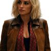 Shop Penélope Cruz The Invite Piña Penélope Cruz Brown Suede Leather Jacket
