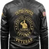 Shop US Army Black Veteran Leather Jacket