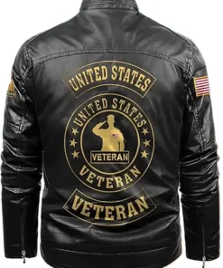 Shop US Army Black Veteran Leather Jacket