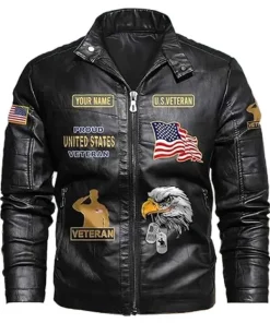 US Army Black Veteran Leather Jacket