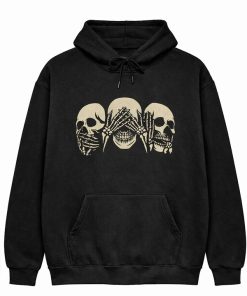 Shop Black Stylish Skull Printed Pullover Oversized Hoodie