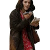 Shop Zoey Deutch Voicemails for Isabelle 2026 Jill Brown Suede Jacket